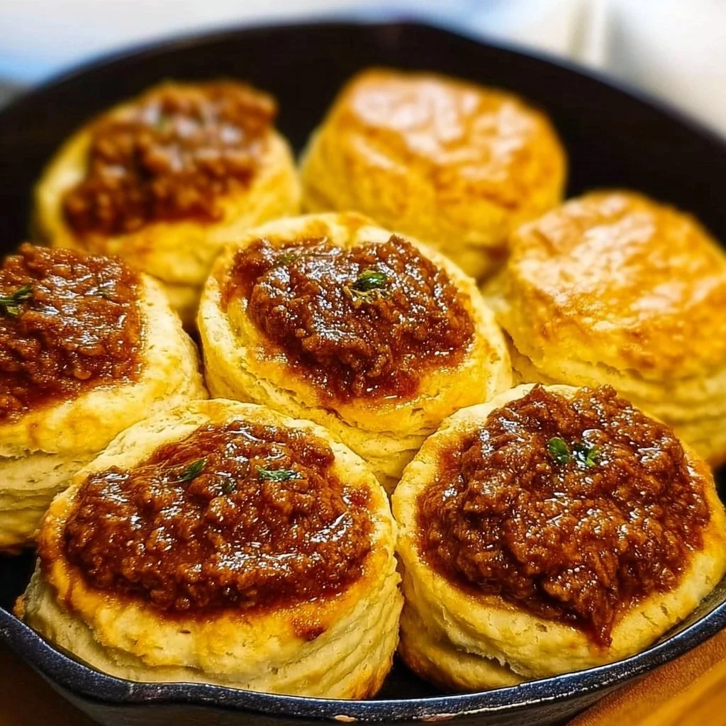 Easy Sloppy Joe biscuits recipe with ground beef and biscuit dough