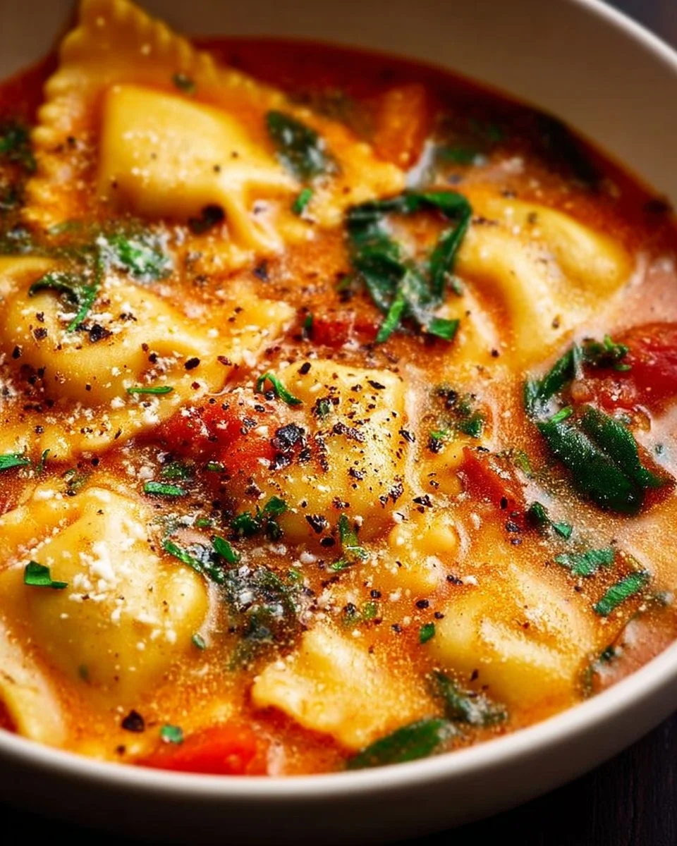 Easy Tuscan Ravioli Soup