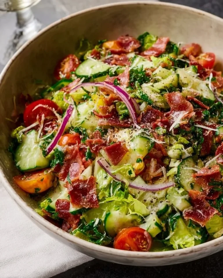 A colorful bowl of famous La Scala Chopped Salad with fresh ingredients.