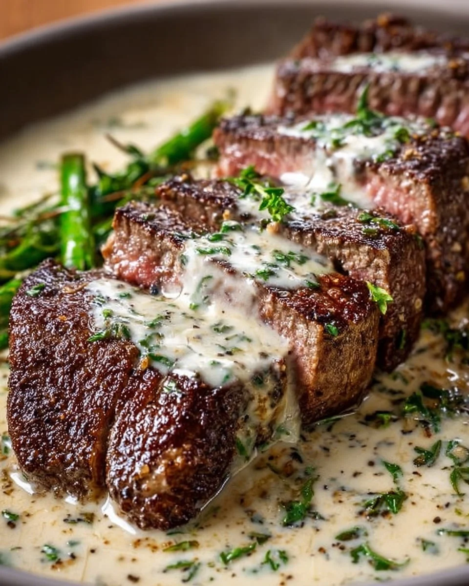 Garlic Butter Steak with Parmesan Cream Sauce
