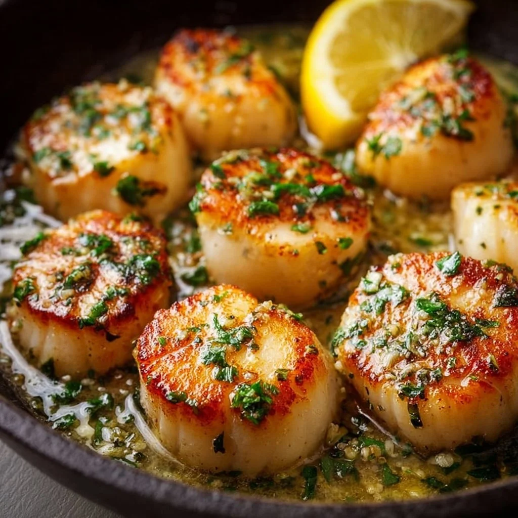 Garlic Lemon Butter Seared Scallops