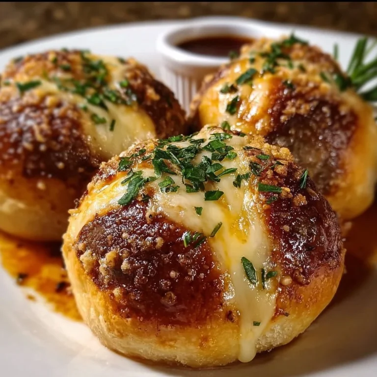 Garlic Parmesan Cheeseburger Bombs on a plate with garnishes