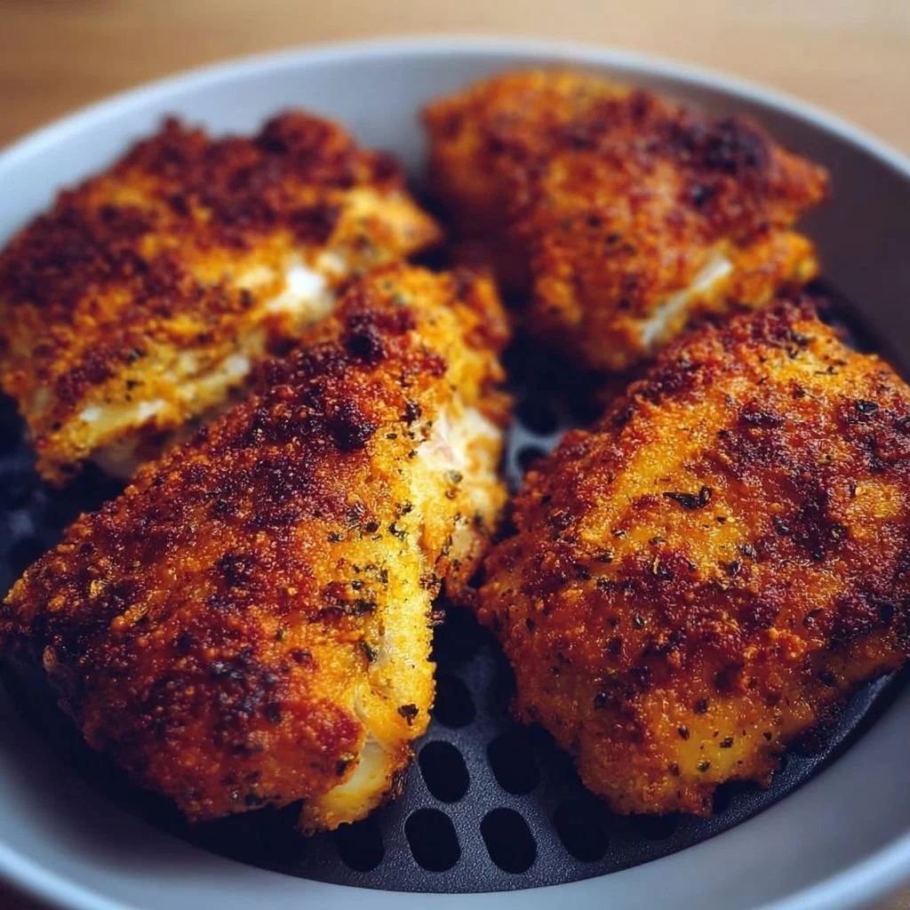 Gluten-free air fryer chicken served with vegetables on a plate