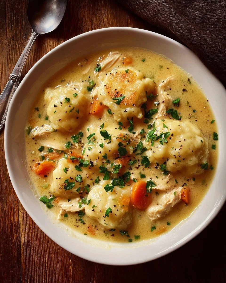 Bowl of gluten-free chicken dumplings with fresh herbs on top