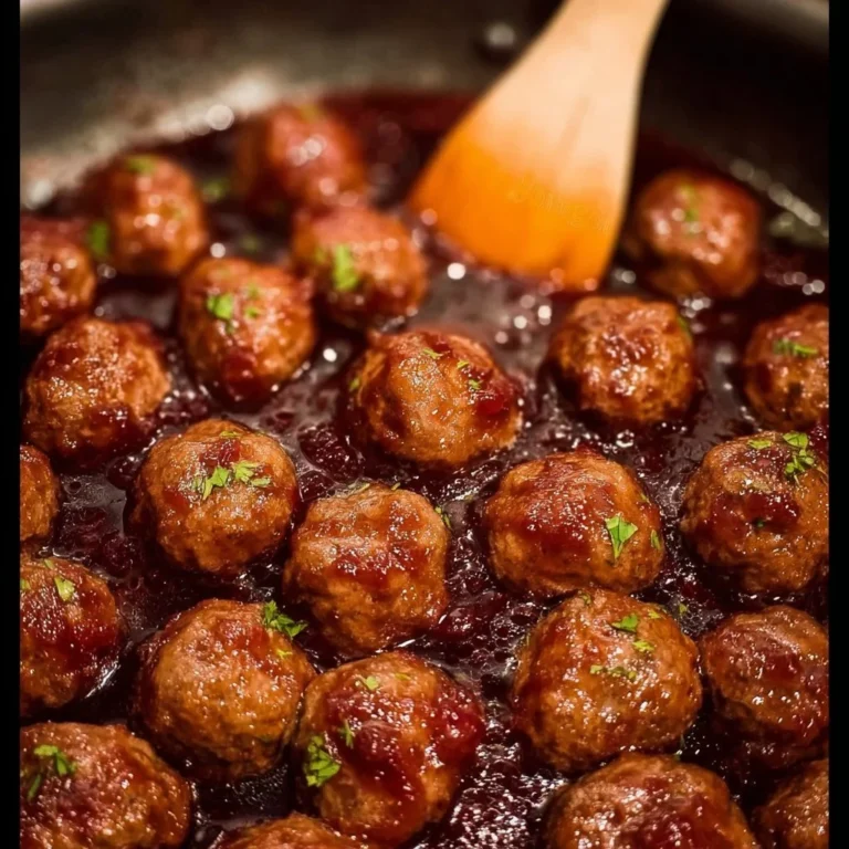 Plate of grape jelly meatballs served as a savory appetizer.