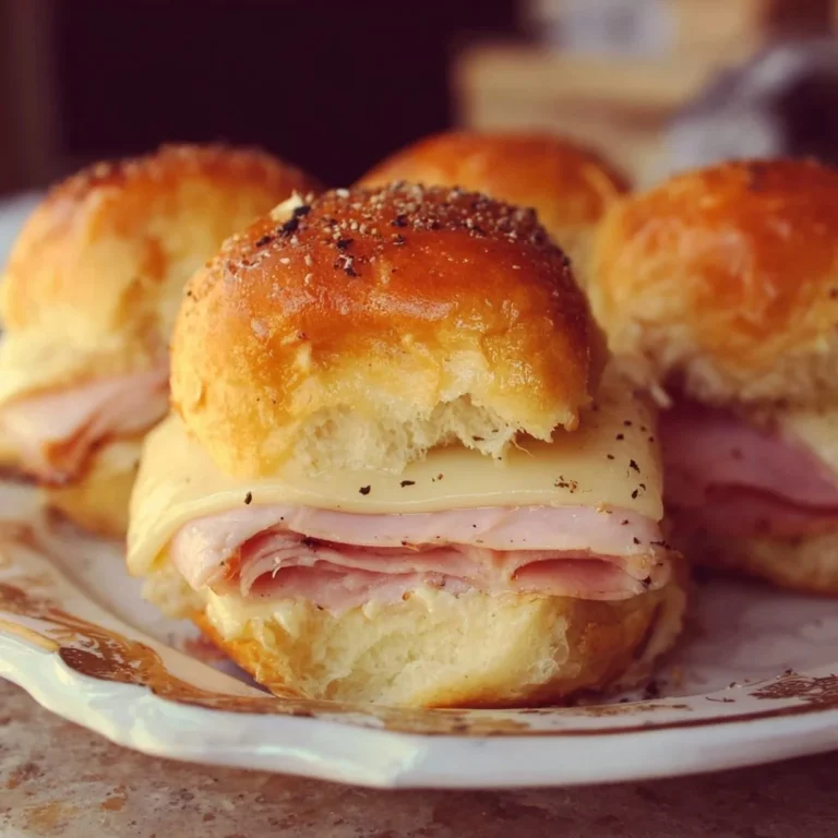 Delicious ham sliders with Havarti cheese on a platter