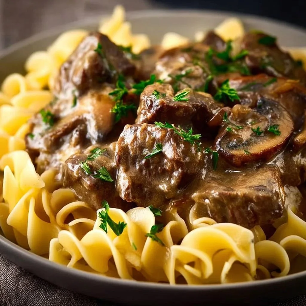 Hearty Slow Cooker Beef Stroganoff