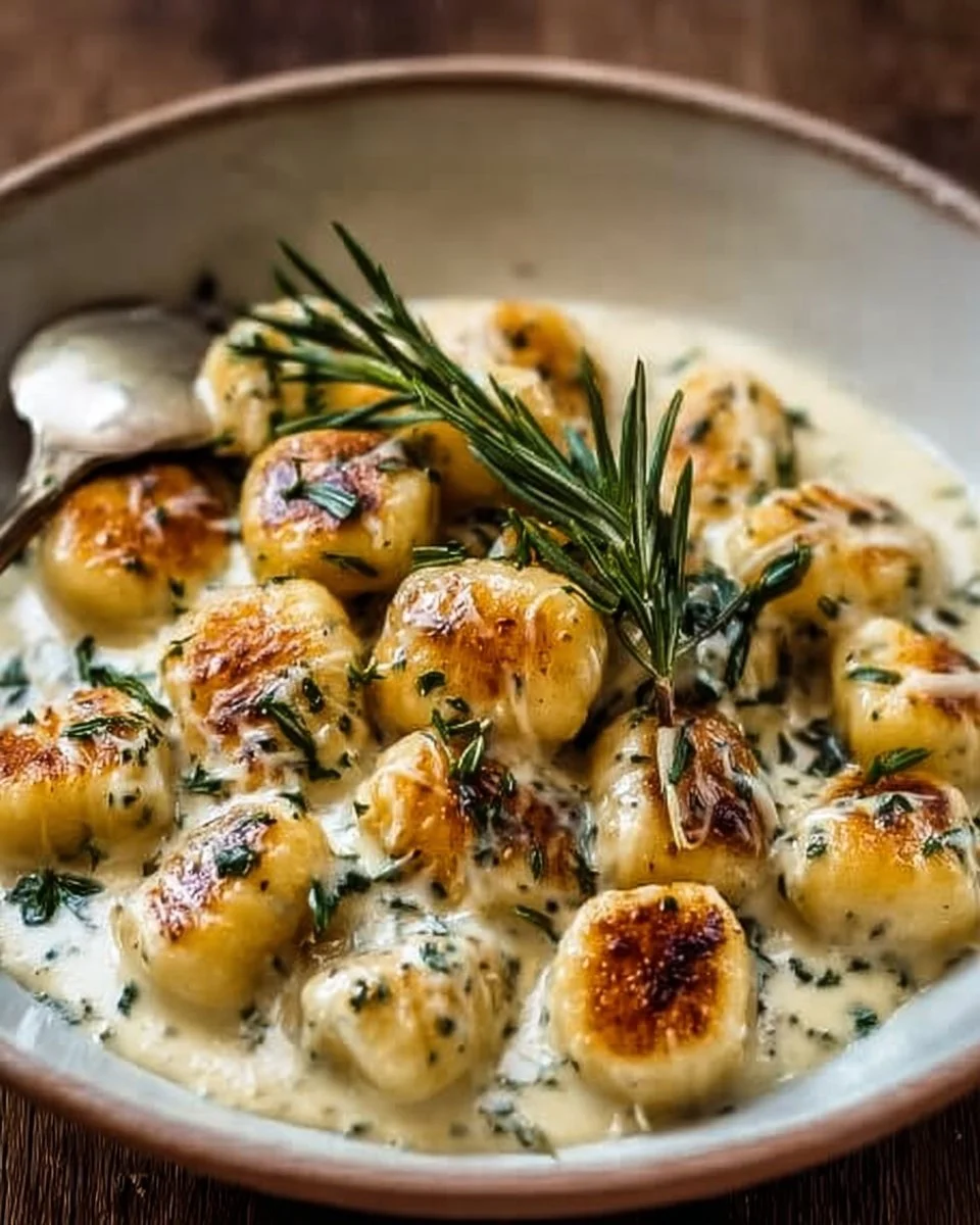 Heavenly Millionaire Gnocchi served in a creamy sauce, delicious Italian dish.