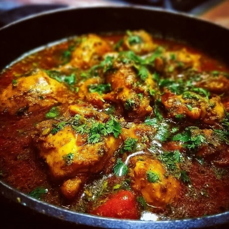A bowl of authentic Indian Chicken Curry garnished with fresh cilantro