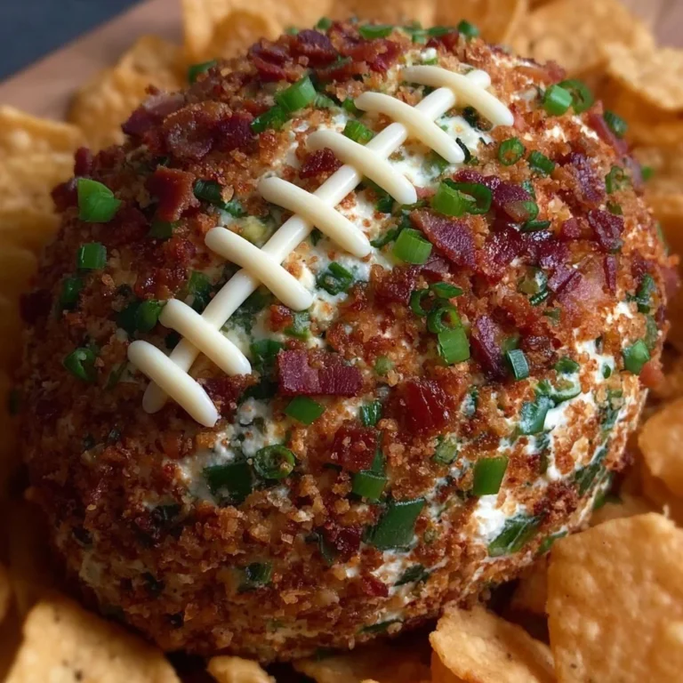 Jalapeño popper football cheese ball decorated for game day