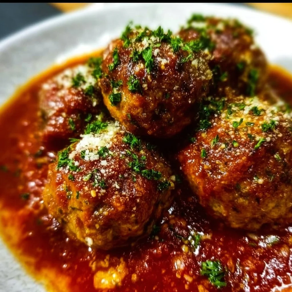 Delicious Keto Italian Meatballs served with rich marinara sauce