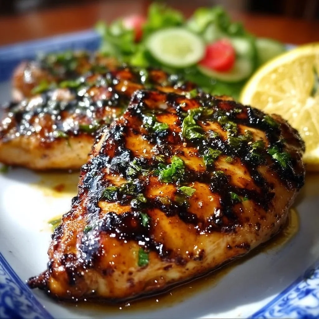 Delicious Key West grilled chicken served with tropical garnishes