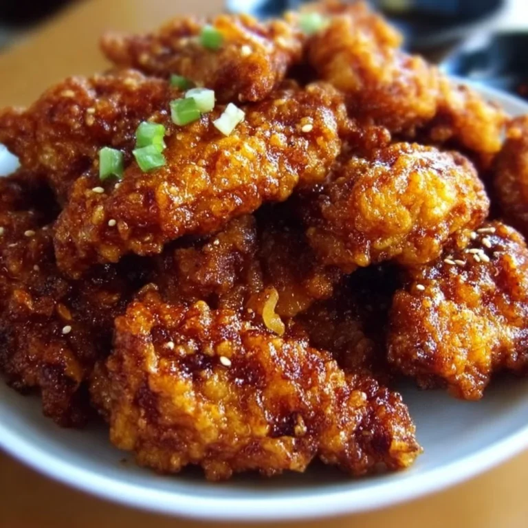 Delicious platter of crispy Korean Fried Chicken garnished with sesame seeds