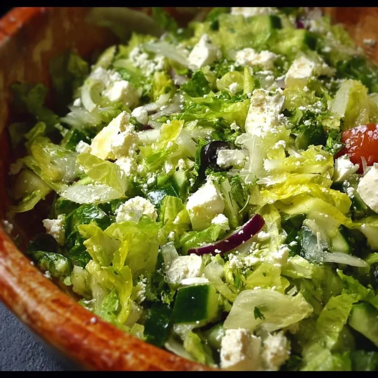 Delicious Greek Salad featuring fresh vegetables, olives, and feta cheese.