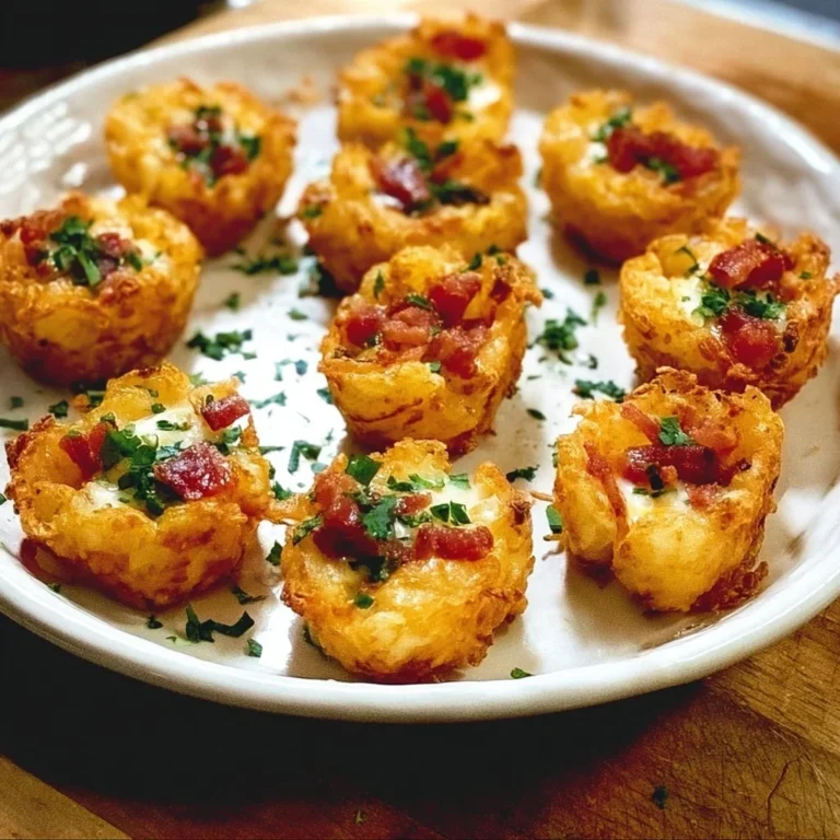 Plate of loaded tater tots topped with cheese, bacon, and green onions