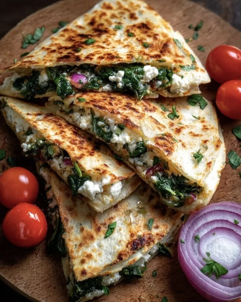 Delicious Mediterranean Quesadillas filled with fresh vegetables and herbs.
