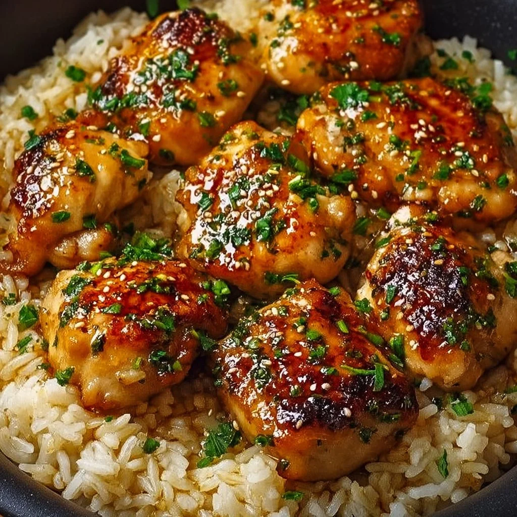 One-Pan Honey Butter Garlic Chicken & Rice