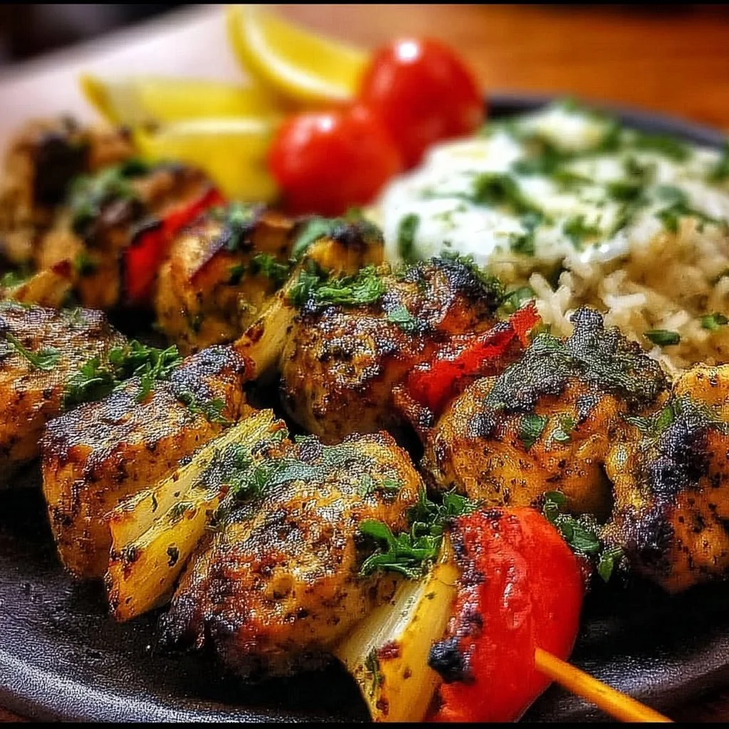 Delicious Persian chicken kabobs grilled to perfection