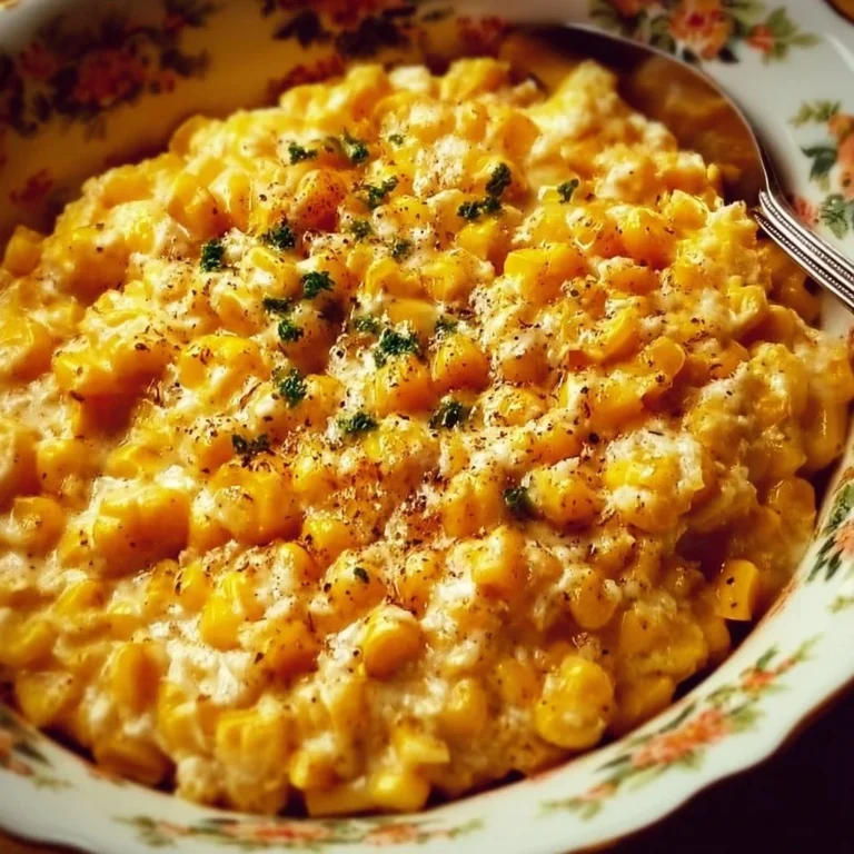 Delicious quick and easy Thanksgiving corn dish served on a festive table.