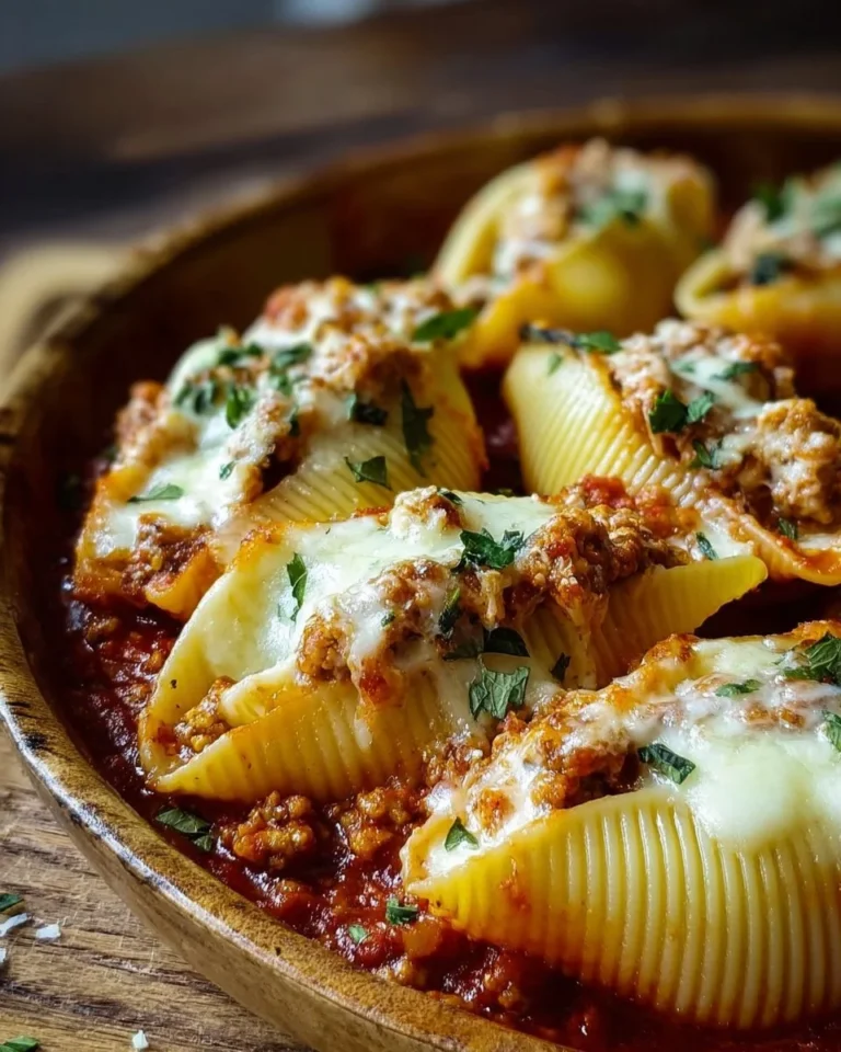 Delicious stuffed pasta shells filled with cheese and herbs on a plate.