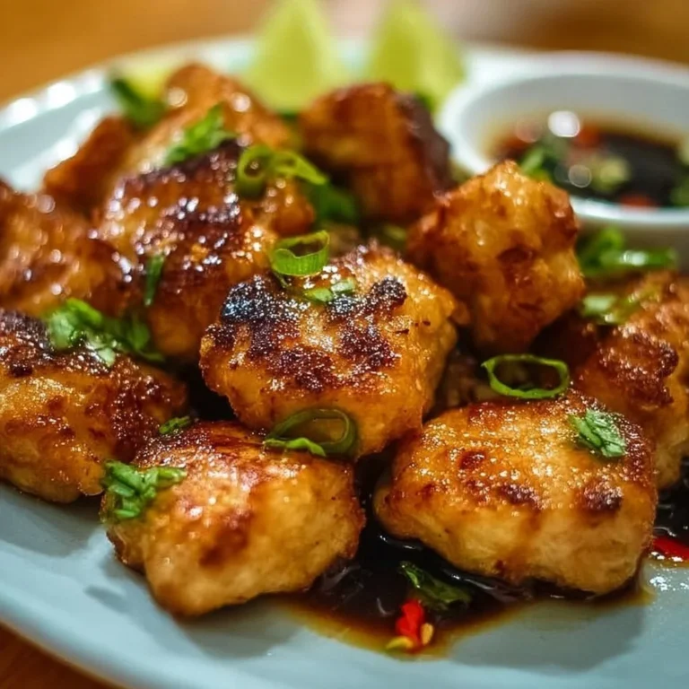 Delicious Thai Chicken Bites served with garnishes and dipping sauce