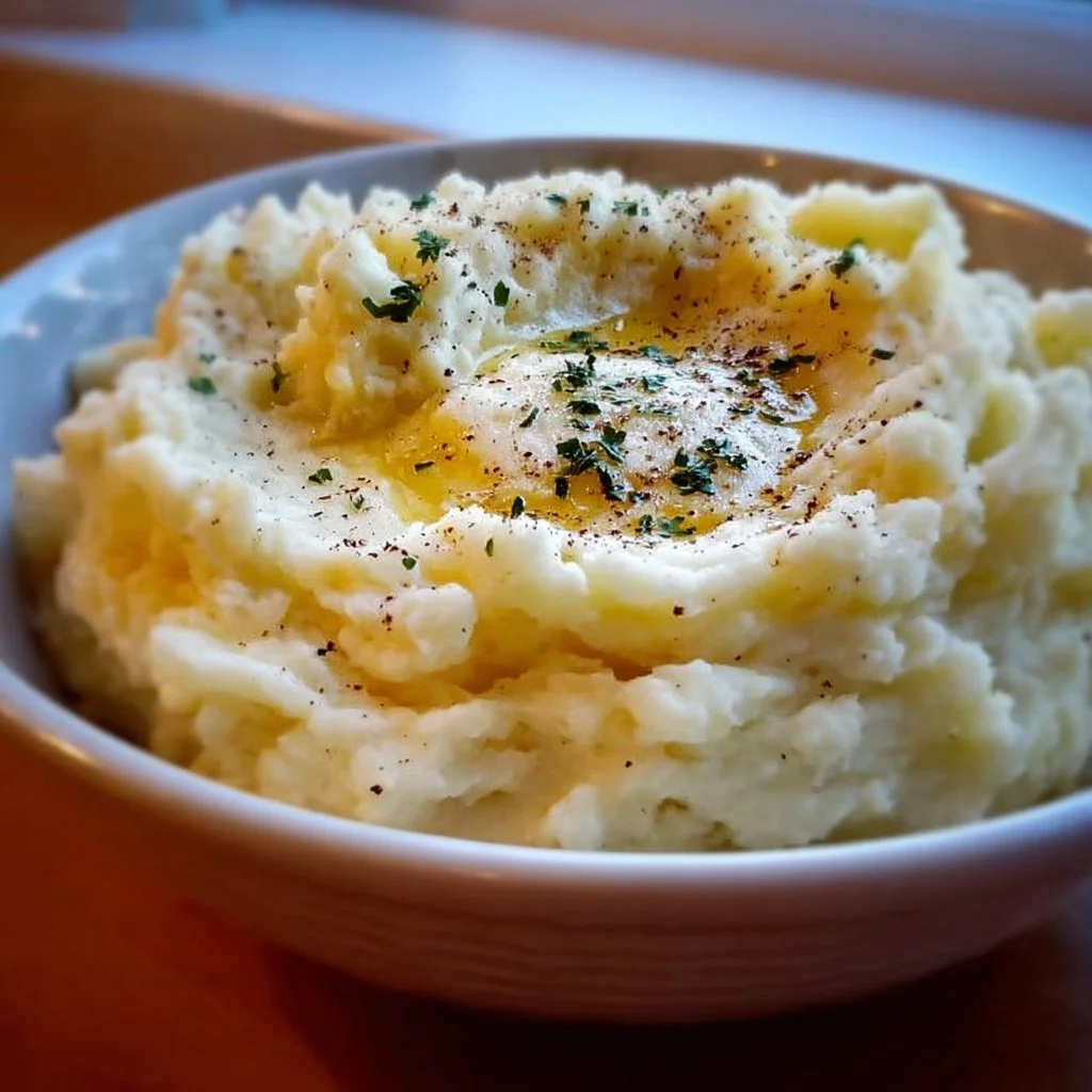 Delicious creamy comfort food dish garnished with herbs