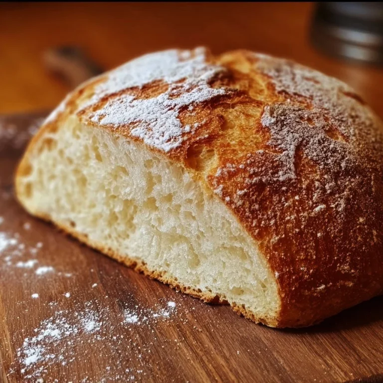 Freshly baked no knead gluten free bread on a wooden cutting board