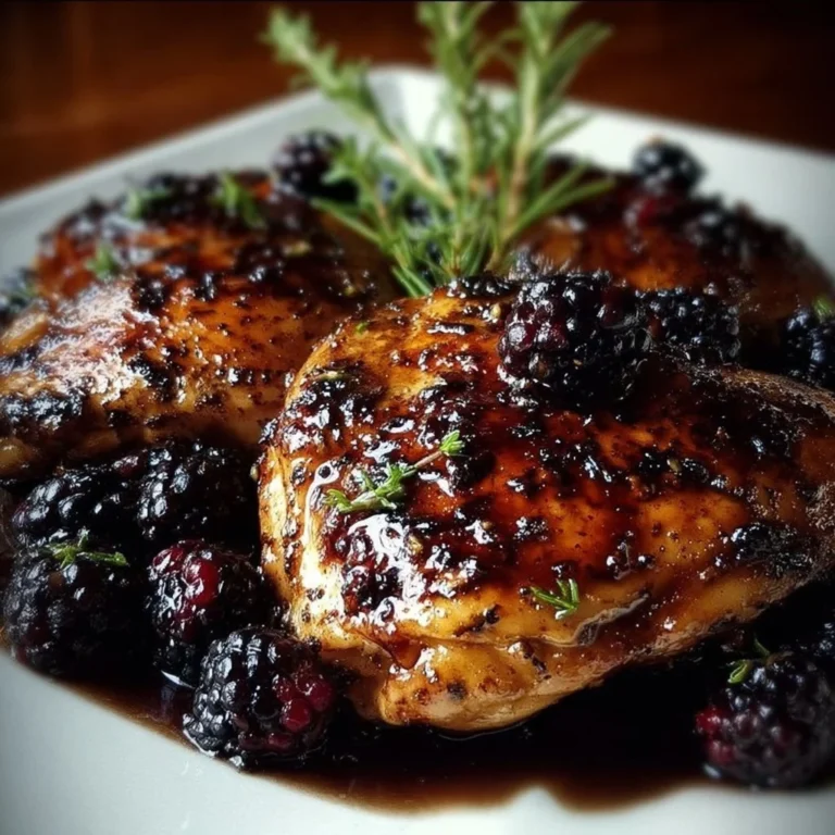 Delicious Blackberry Balsamic Chicken served with garnish
