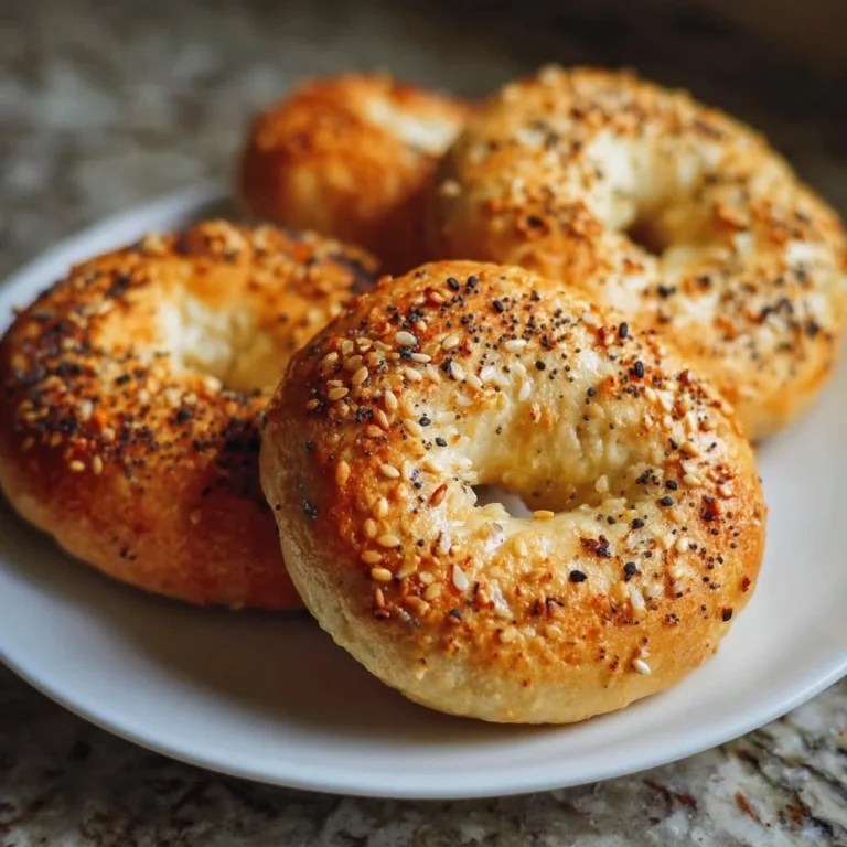 Freshly made 3 Ingredient Air Fryer Bagels on a wooden board