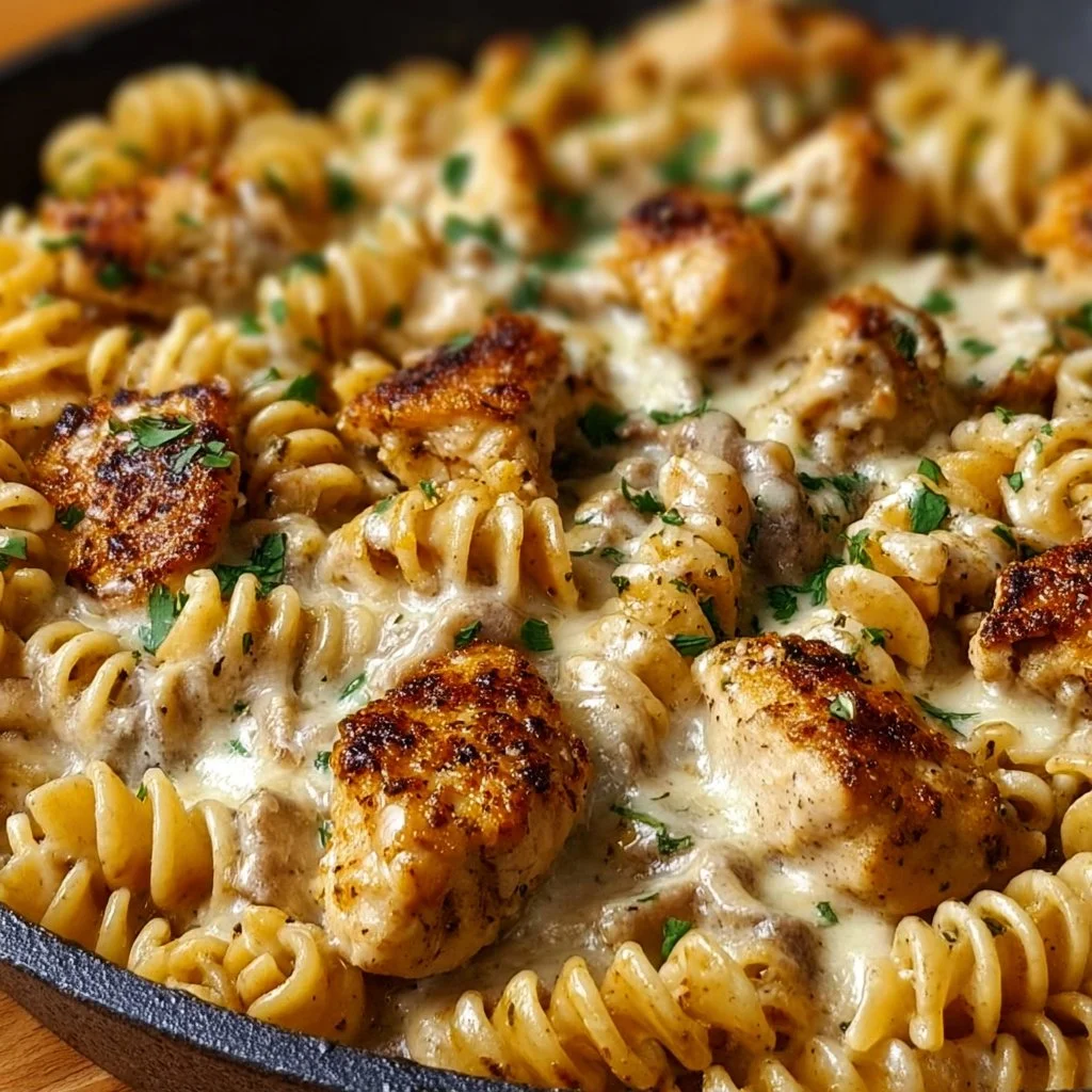 Cheesy Cajun Garlic Chicken Rotini Skillet for Cozy Nights