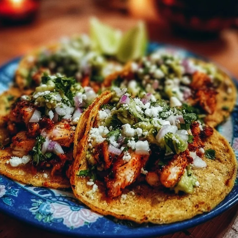 Delicious Chicken Street Tacos with toppings in a colorful tortilla