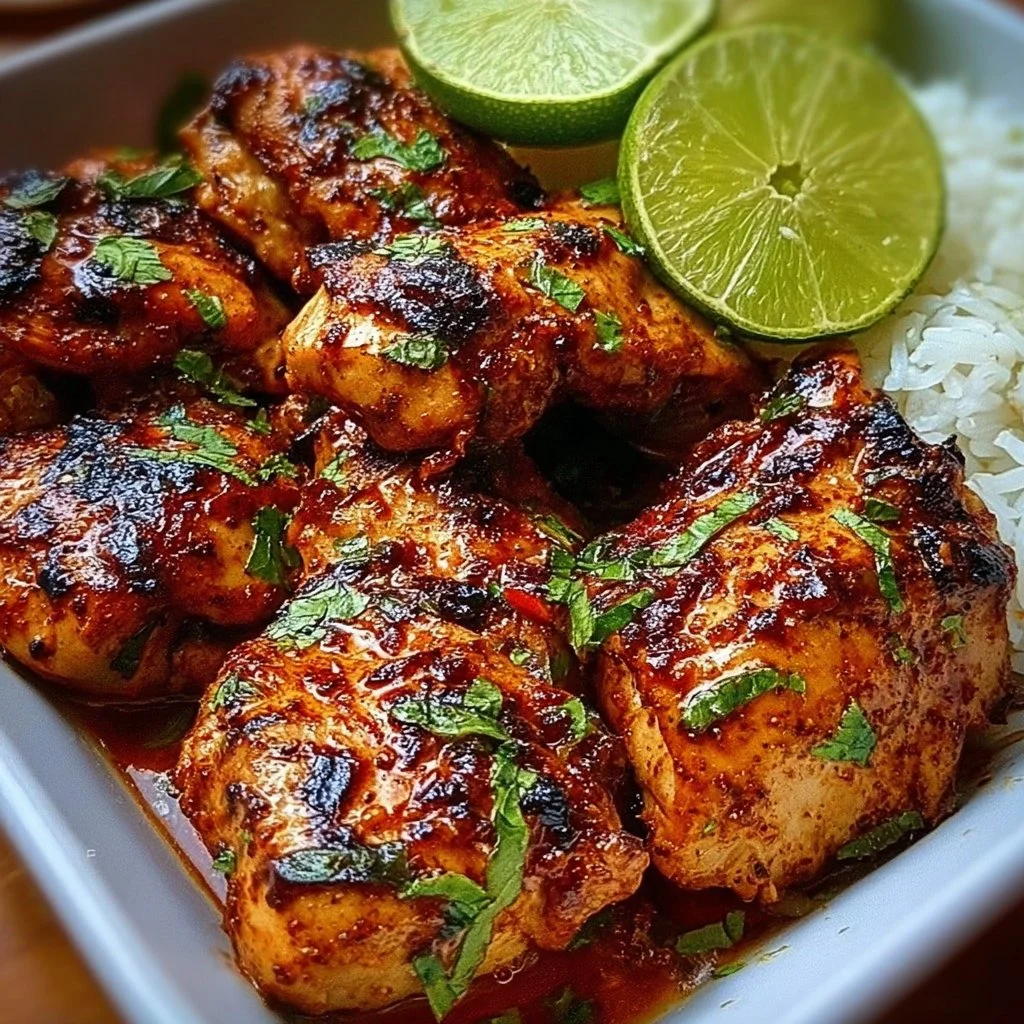 Deliciously marinated Chili Lime Chicken served with fresh lime wedges