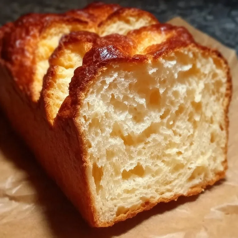 Loaf of delicious zero carb yogurt bread sliced on a wooden cutting board