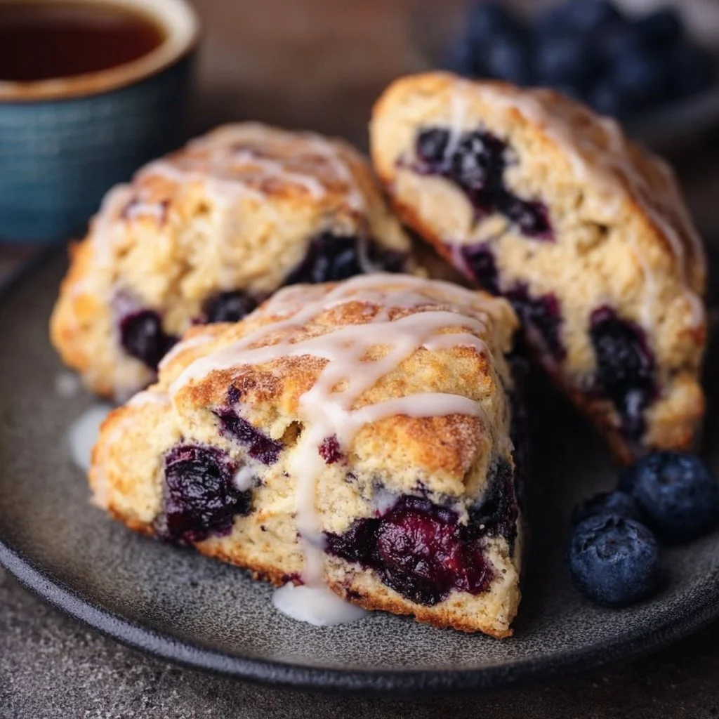 Delicious gluten-free blueberry scones fresh out of the oven.