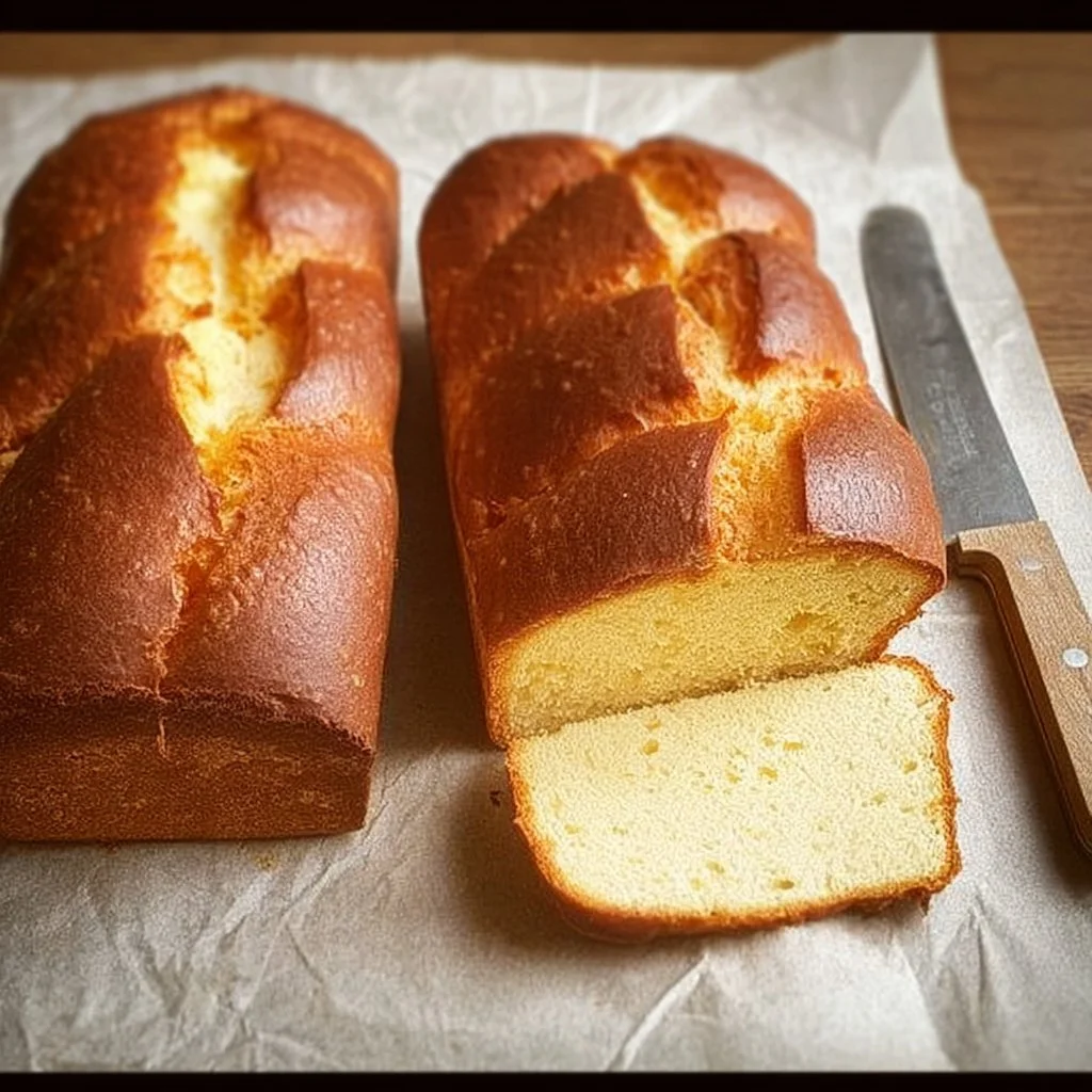 Loaf of gluten-free brioche bread sitting on a wooden table