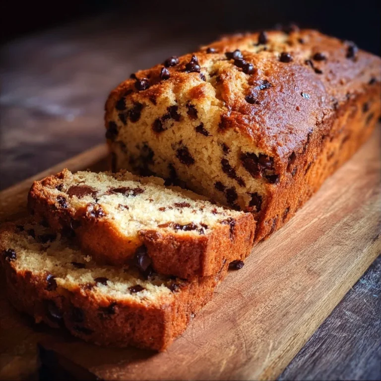 Freshly baked gluten free chocolate chip bread with melty chocolate chips.