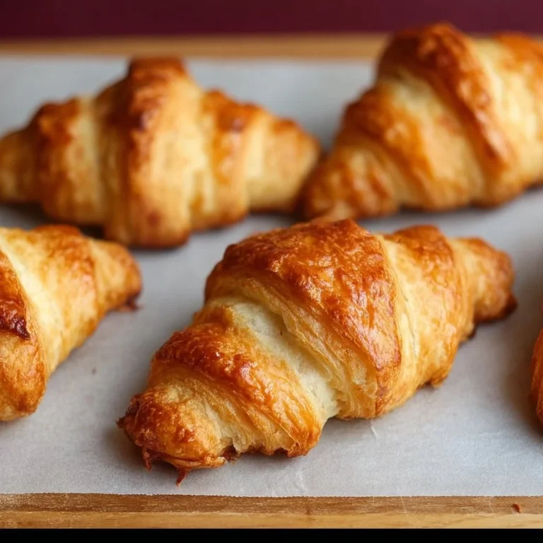 Homemade gluten free croissant on a rustic wooden table