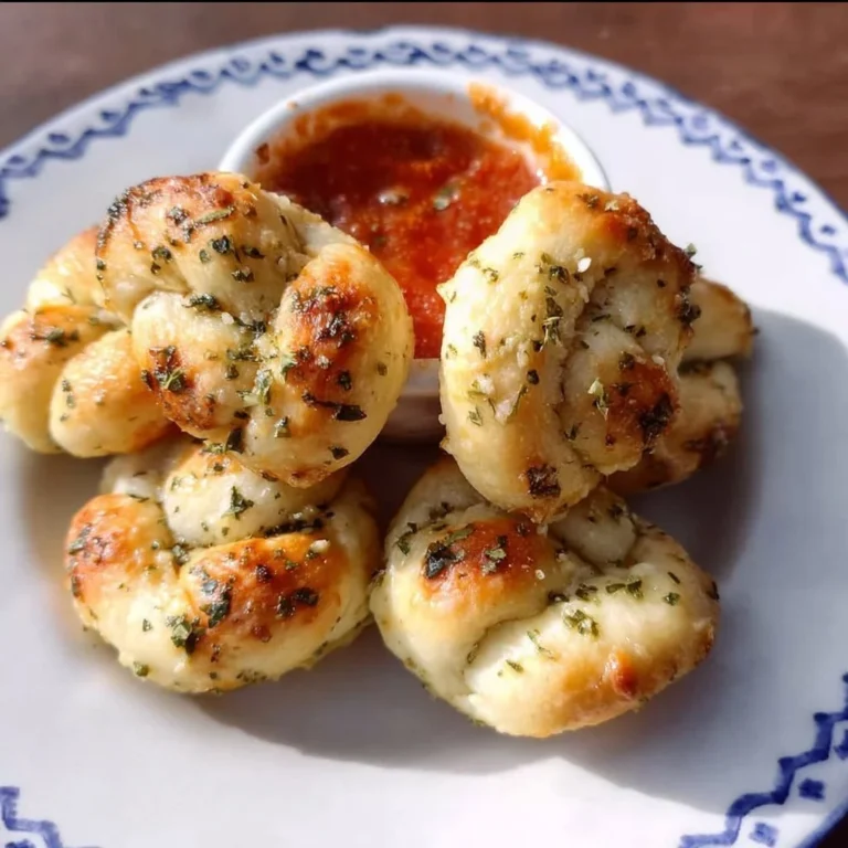 Freshly baked gluten free garlic knots topped with herbs and garlic