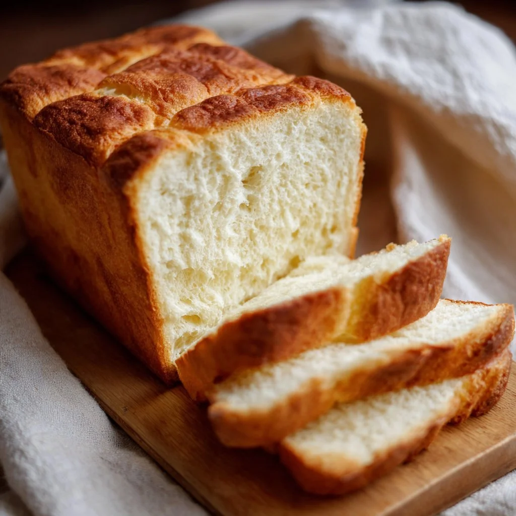 Gluten-free Japanese milk bread loaf with a soft texture.