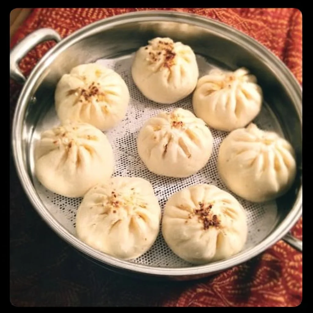 Gluten free steamed Chinese meat buns served on a plate