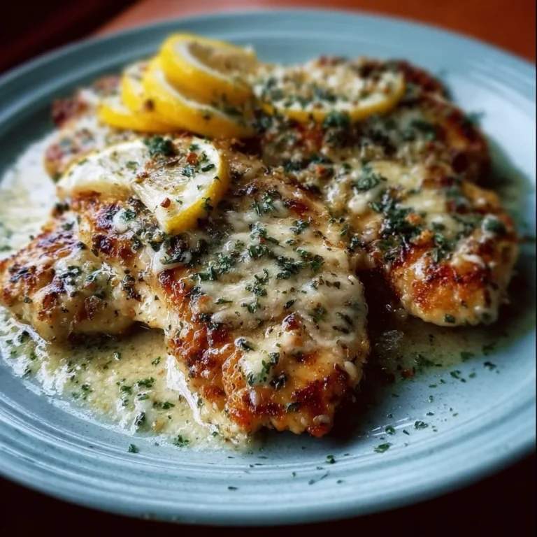 Lemon Chicken Romano dish garnished with herbs and lemon slices