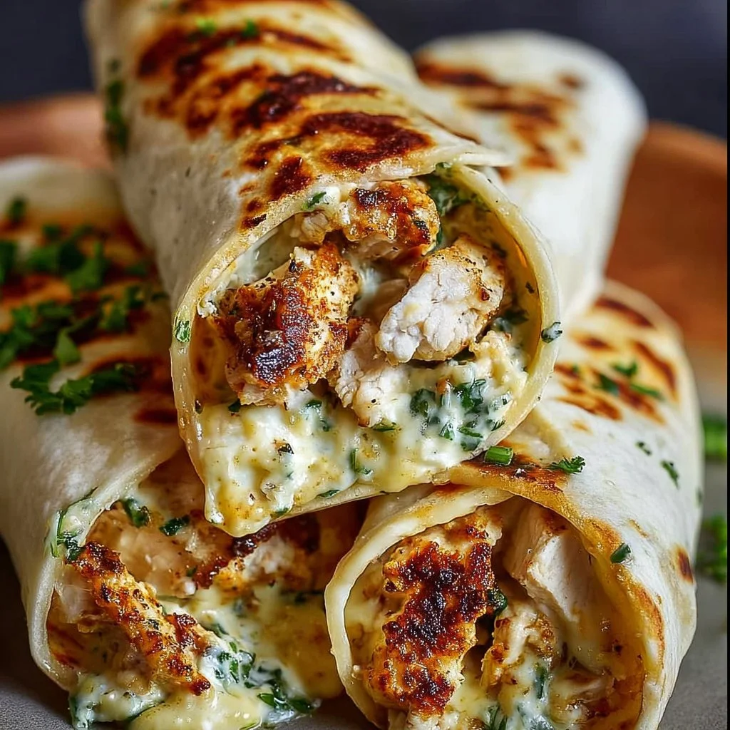Low Carb Cheesy Garlic Chicken Wraps