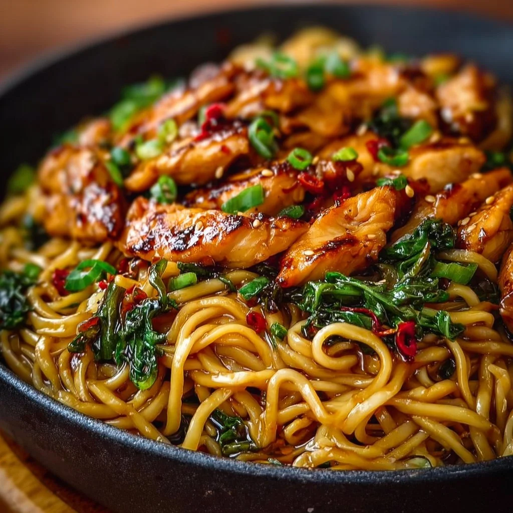 Sticky Garlic Chicken Noodles