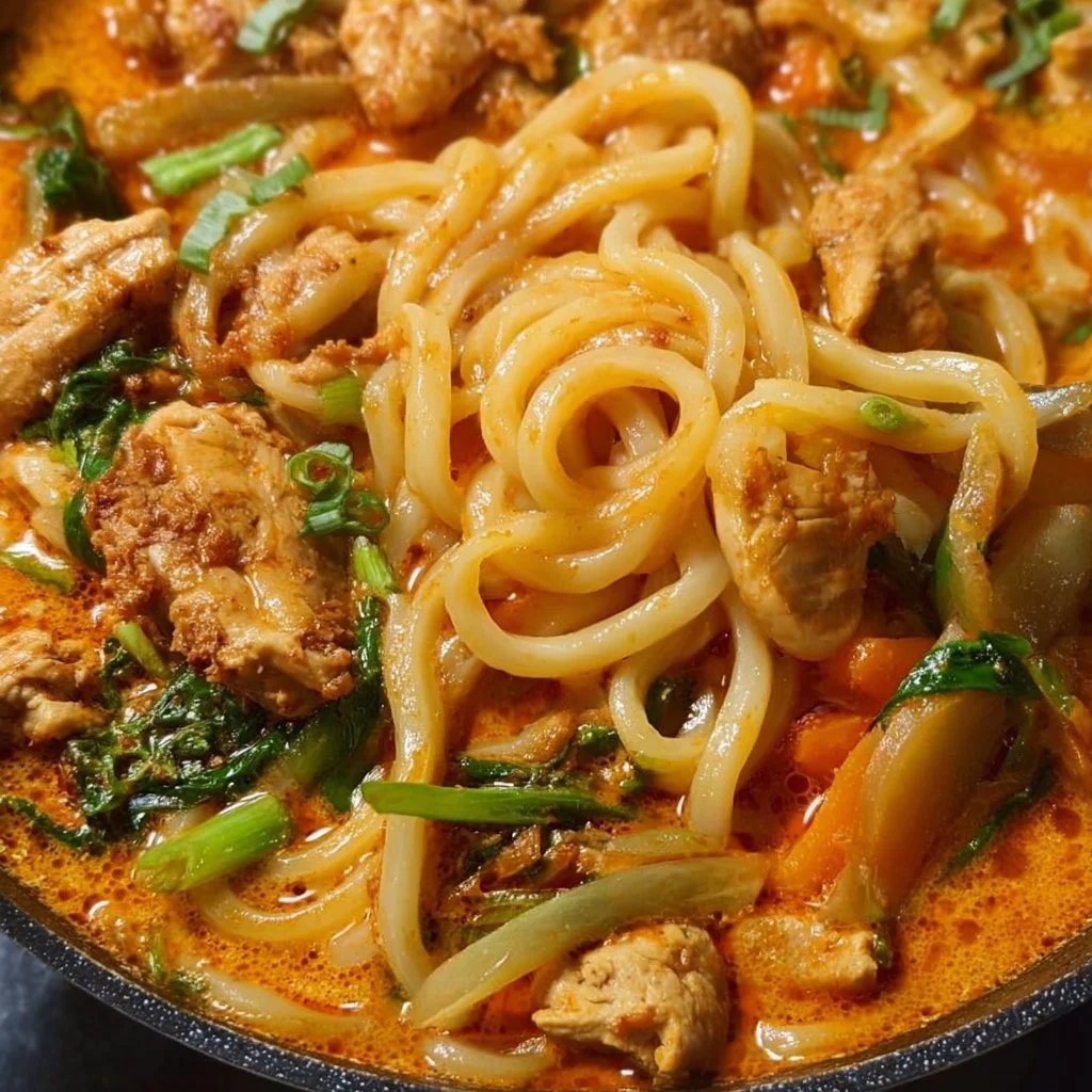 Thai-Inspired Coconut Red Curry Chicken Udon