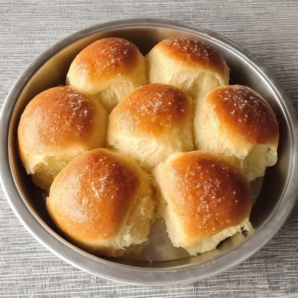Fluffy gluten free dinner rolls baked to perfection on a wooden table.