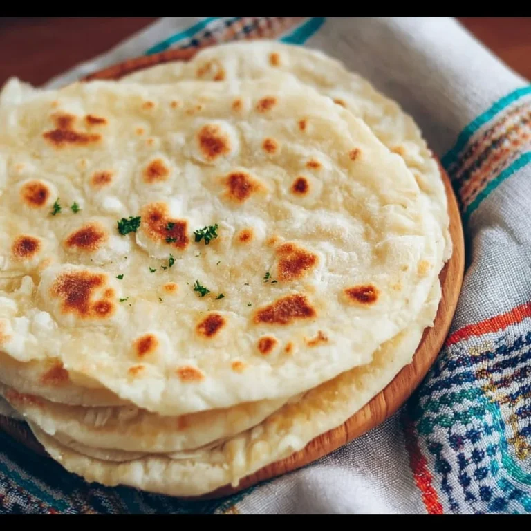 Homemade unleavened Turkish flatbread ready to serve