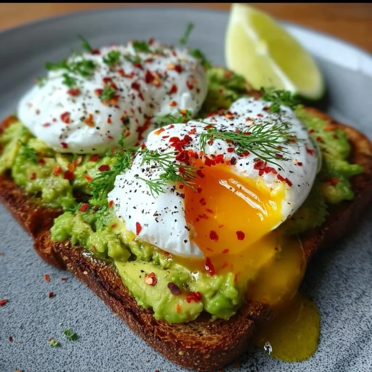 Avocado-Toast mit pochiertem Ei auf einem Teller
