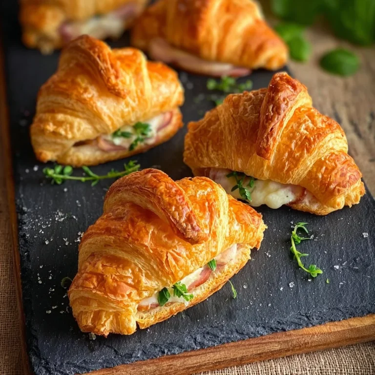 Frische gefüllte Croissants mit verschiedenen Füllungen auf einem Teller