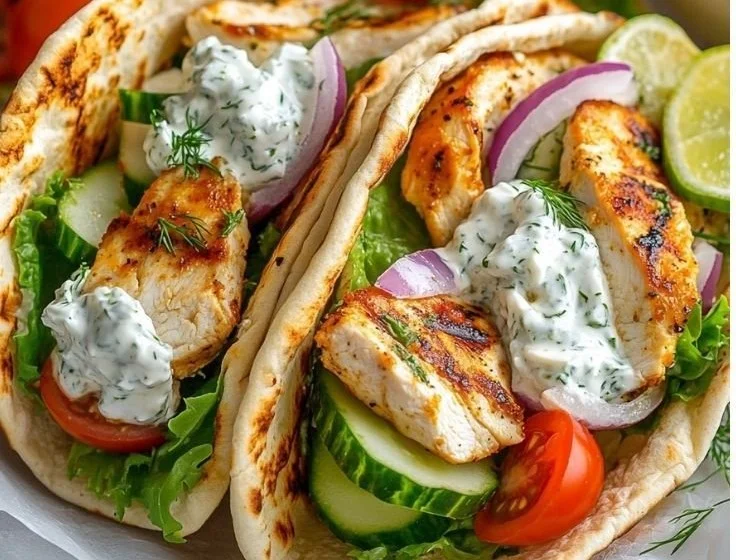 Griechisches Hähnchen im Fladenbrot