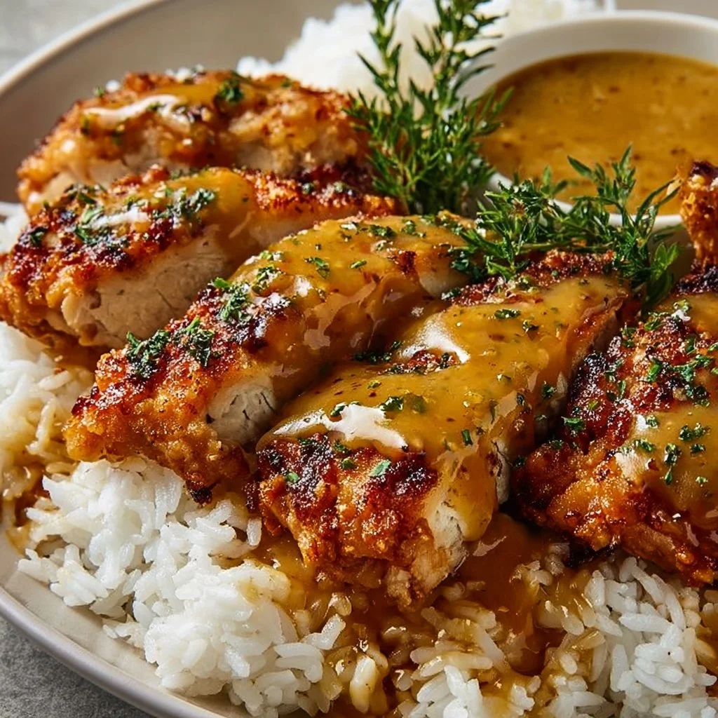 Honig Senf Hähnchen mit Reis